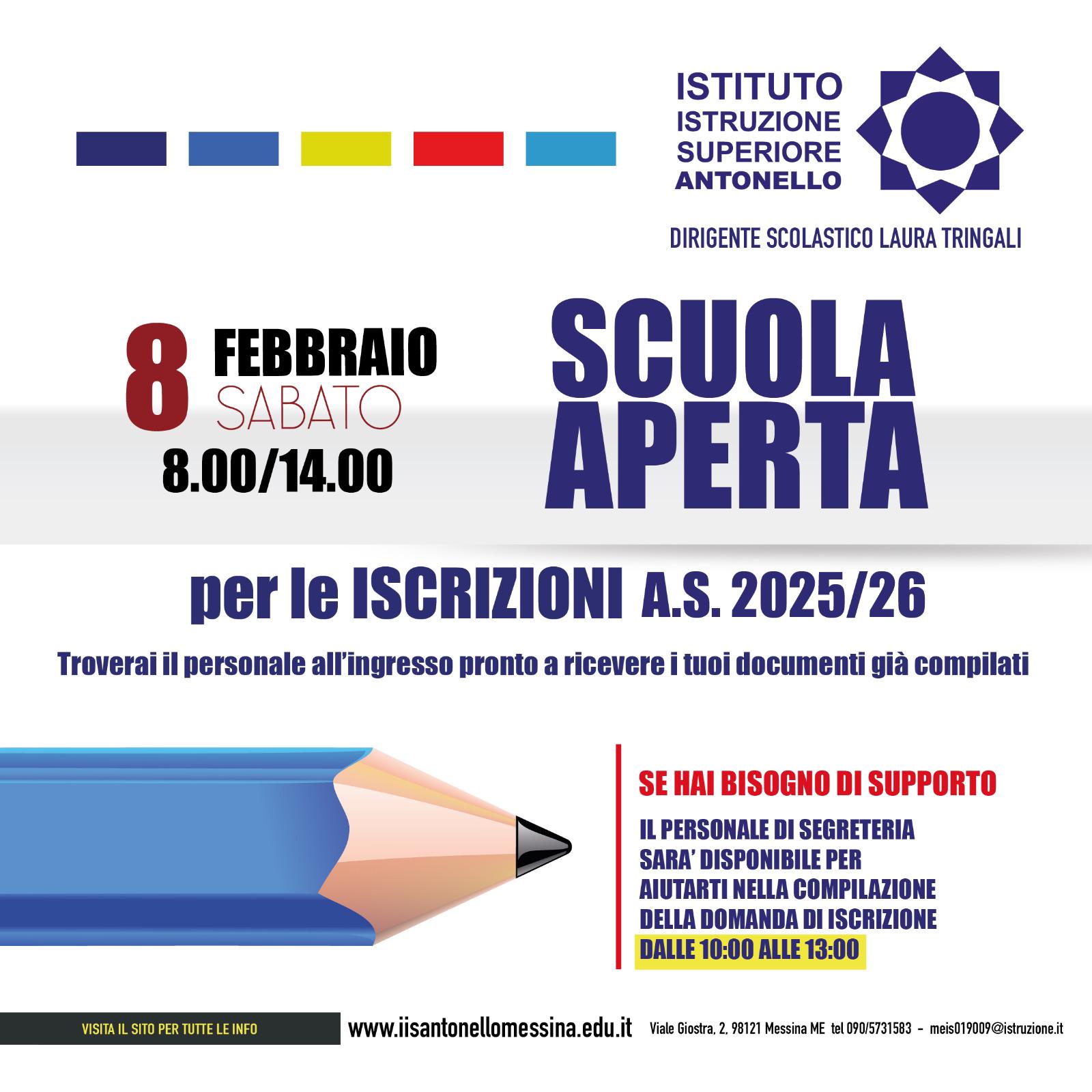 Scuola Aperta per le iscrizioni in data 08/02/2025